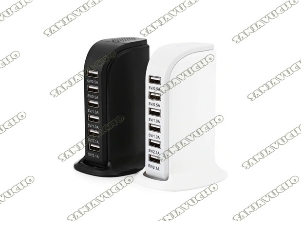 &u+ CARGADOR CELULAR USB 6 USB 30W WLX-853L (7441)